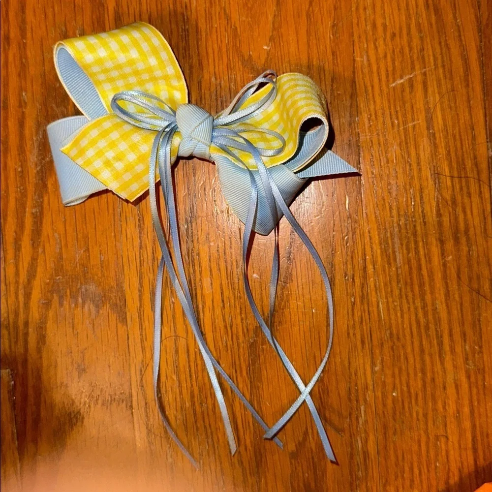 Yellow and Blue Gingham Hair Bow jojo Siwa